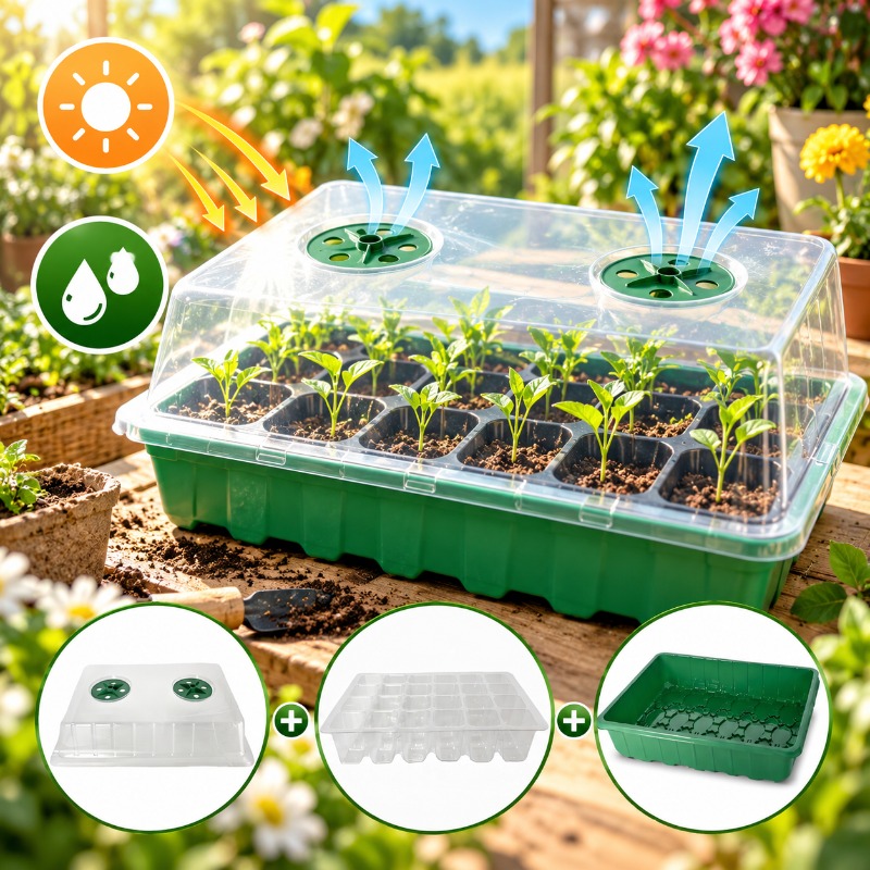 10 Pieces Seed Starter Trays w - Humidity Dome Kit ulasan dan harga